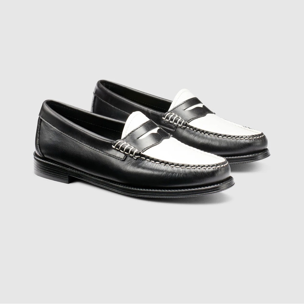 G.H. Bass & Co. Black and White Leather Penny Loafers